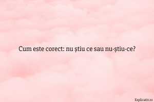 Cum este corect nu știu ce sau nu-știu-ce