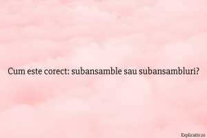 Cum este corect subansamble sau subansambluri