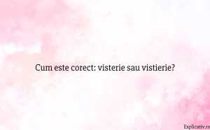 Cum este corect visterie sau vistierie