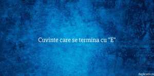 Cuvinte care se termina cu E
