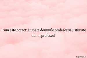 Cum este corect stimate domnule profesor sau stimate domn profesor