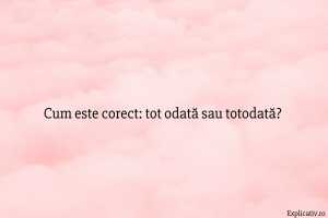 Cum este corect tot odată sau totodată