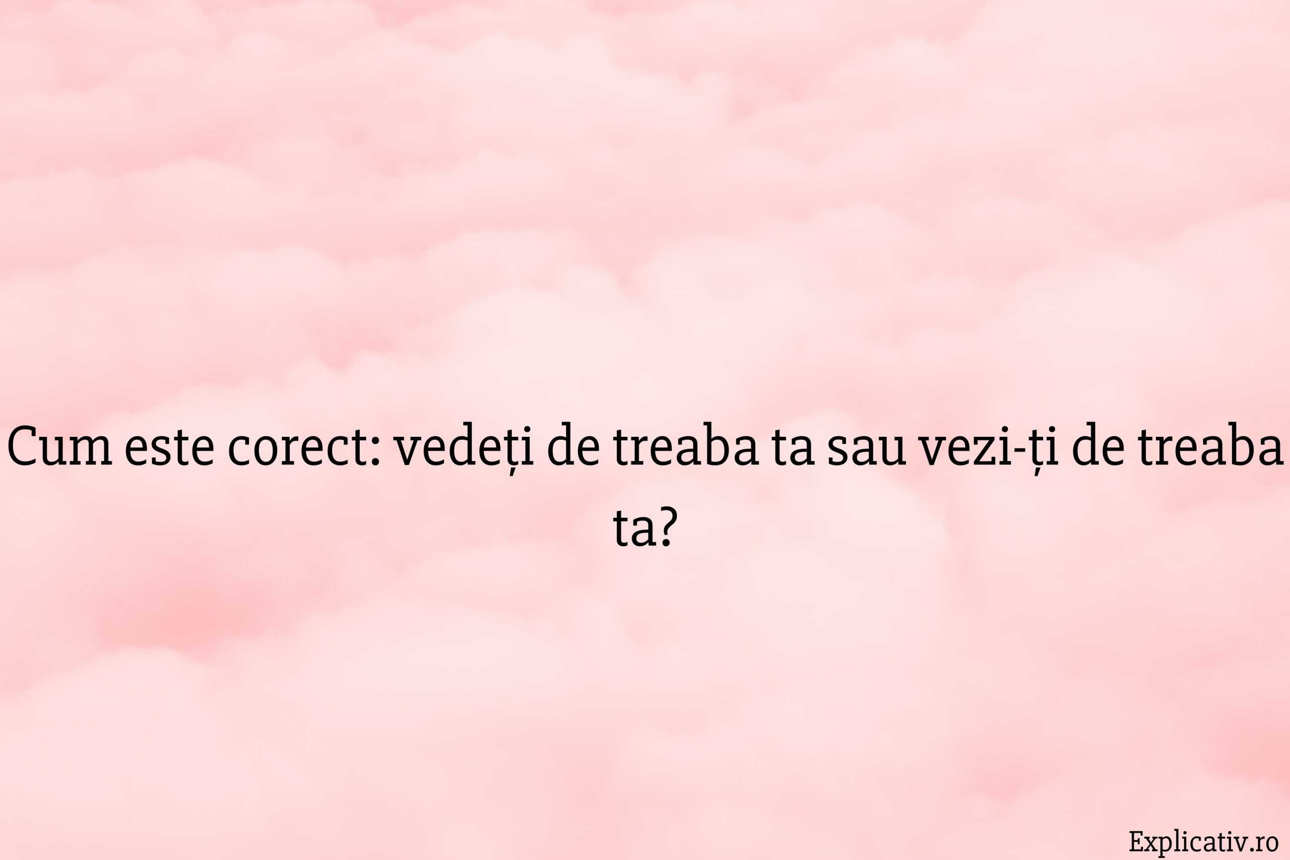 Cum este corect vedeți de treaba ta sau vezi-ți de treaba ta