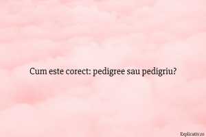 Cum este corect pedigree sau pedigriu