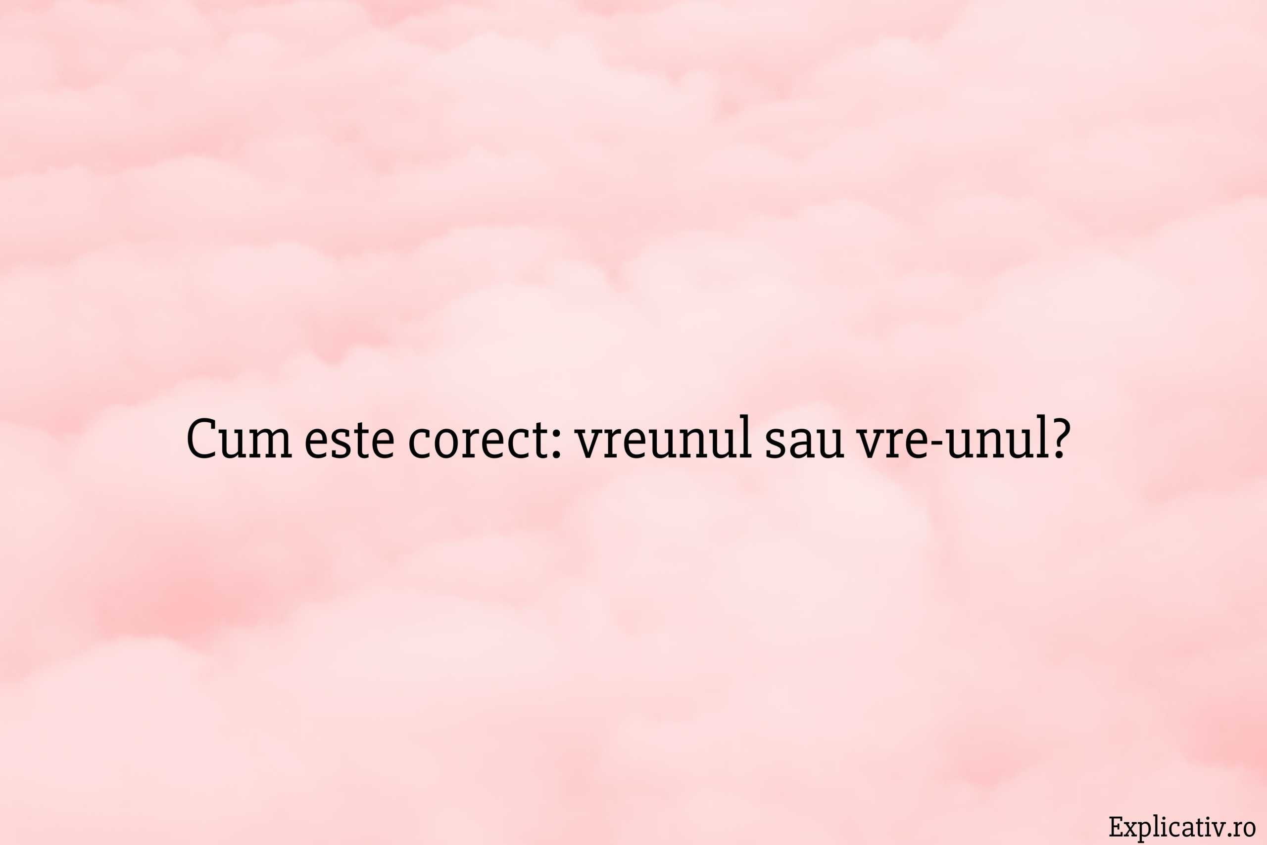 Cum este corect vreunul sau vre-unul