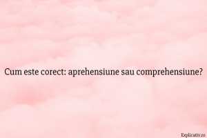 Cum este corect aprehensiune sau comprehensiune