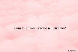 Cum este corect nivele sau niveluri