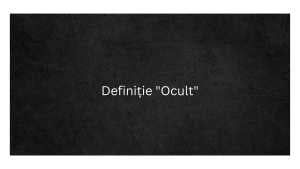 Definiție Ocult
