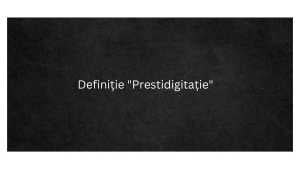 Definiție Prestidigitație