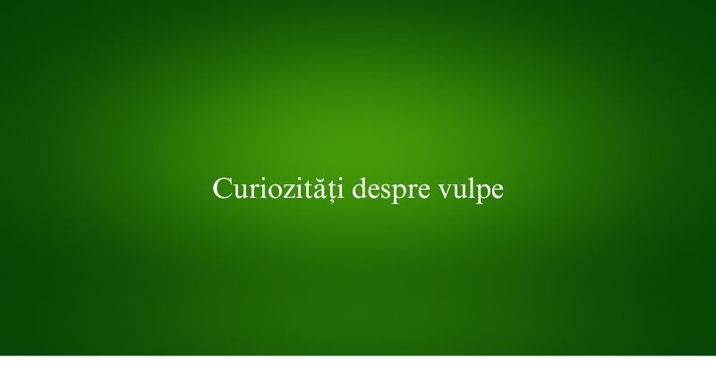 Curiozități despre vulpe