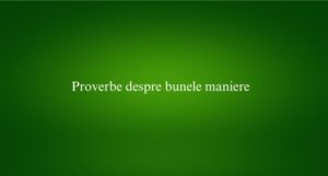 Proverbe despre bunele maniere