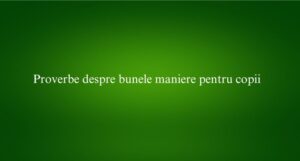 Proverbe despre bunele maniere pentru copii