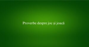 Proverbe despre joc și joacă