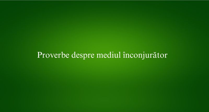 Proverbe despre mediul înconjurător