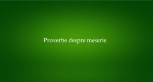 Proverbe despre meserie