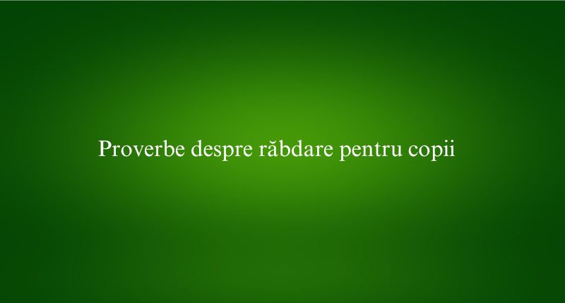 Proverbe despre răbdare pentru copii