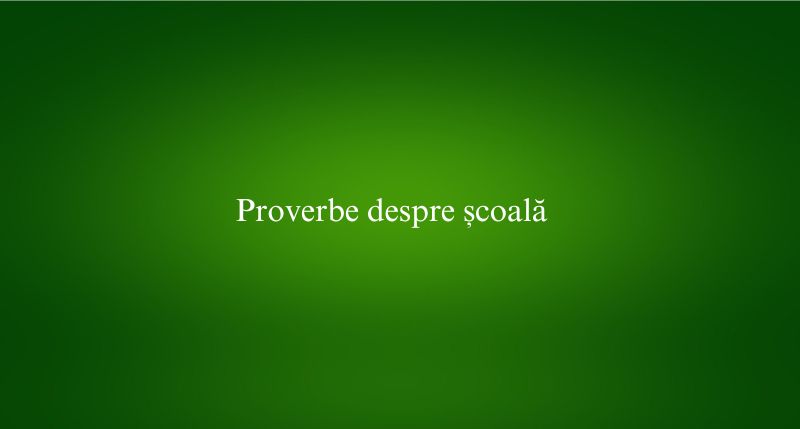 Proverbe despre școală