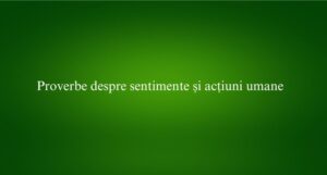 Proverbe despre sentimente și acțiuni umane