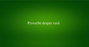 Proverbe despre vară
