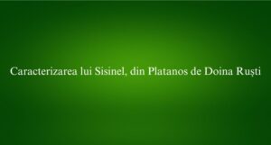 Caracterizarea lui Sisinel, din Platanos de Doina Ruști