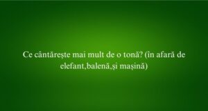 Ce cântărește mai mult de o tonă (în afară de elefant,balenă,și mașină)​