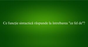 Ce funcție sintactică răspunde la întrebarea ce fel de