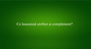 Ce înseamnă atribut și complement