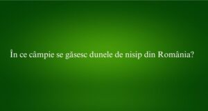 În ce câmpie se găsesc dunele de nisip din România