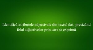 Identifică atributele adjectivale din textul dat, precizând felul adjectivelor prin care se exprimă
