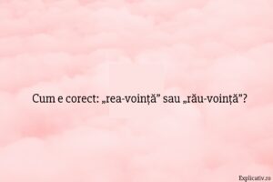 Cum e corect „rea-voință” sau „rău-voință”