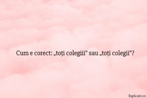 Cum e corect „toți colegiii” sau „toți colegii”