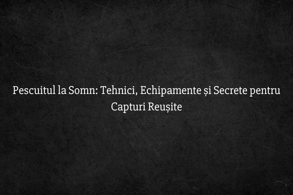 Pescuitul la Somn Tehnici, Echipamente și Secrete pentru Capturi Reușite