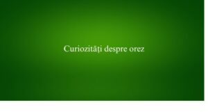 Curiozități despre orez