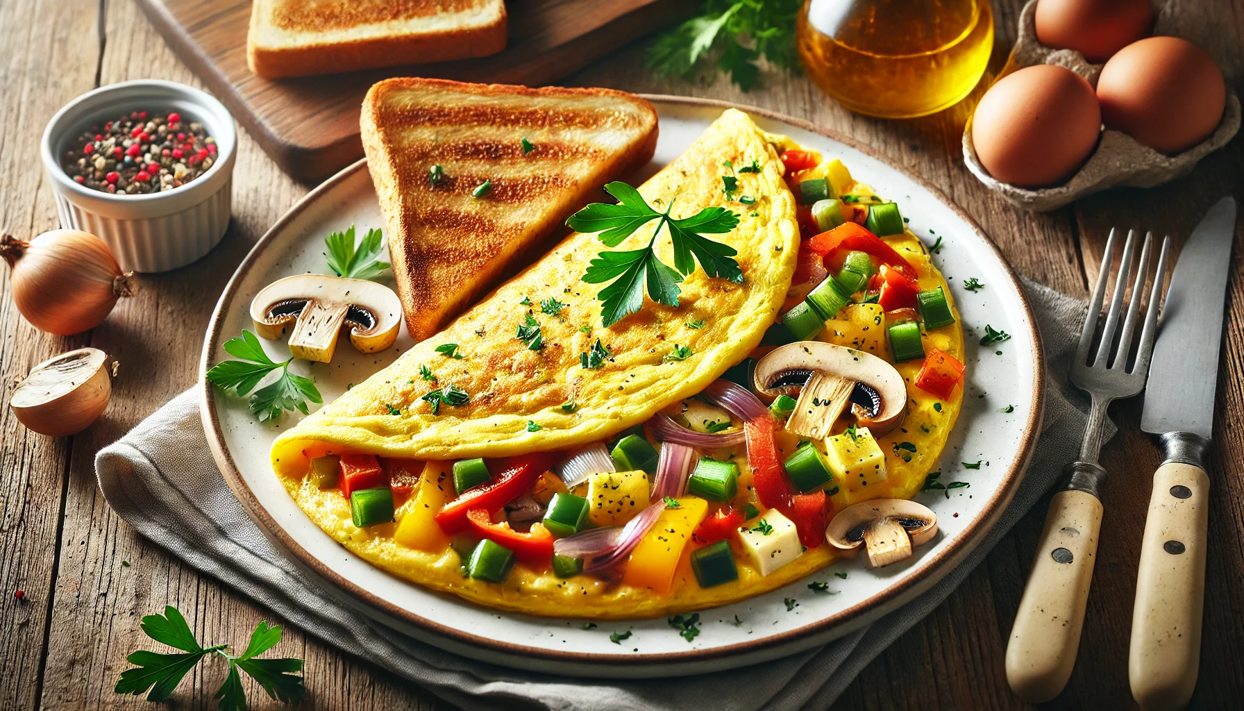 Omletă cu legume și brânză