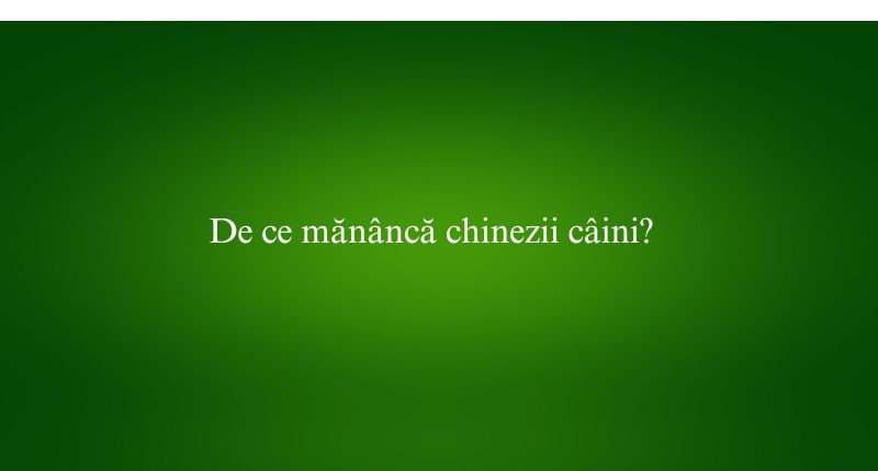 De ce mănâncă chinezii câini