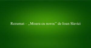 Rezumat &ndash; &bdquo;Moara cu noroc&rdquo; de Ioan Slavici