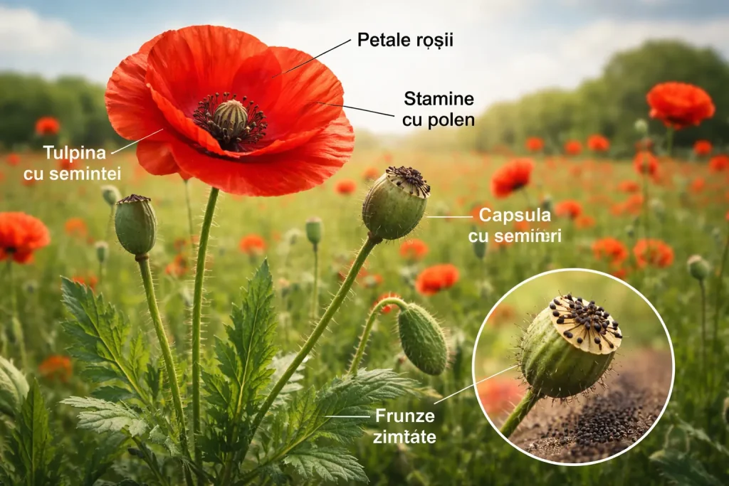 Descrierea botanică a macului de câmp